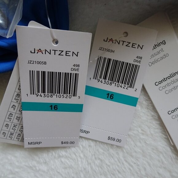 Jantzen Two Piece Swim Suit Women's Size 16 Blue Bandeau Top Swim Skirt - Picture 9 of 9